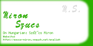 miron szucs business card